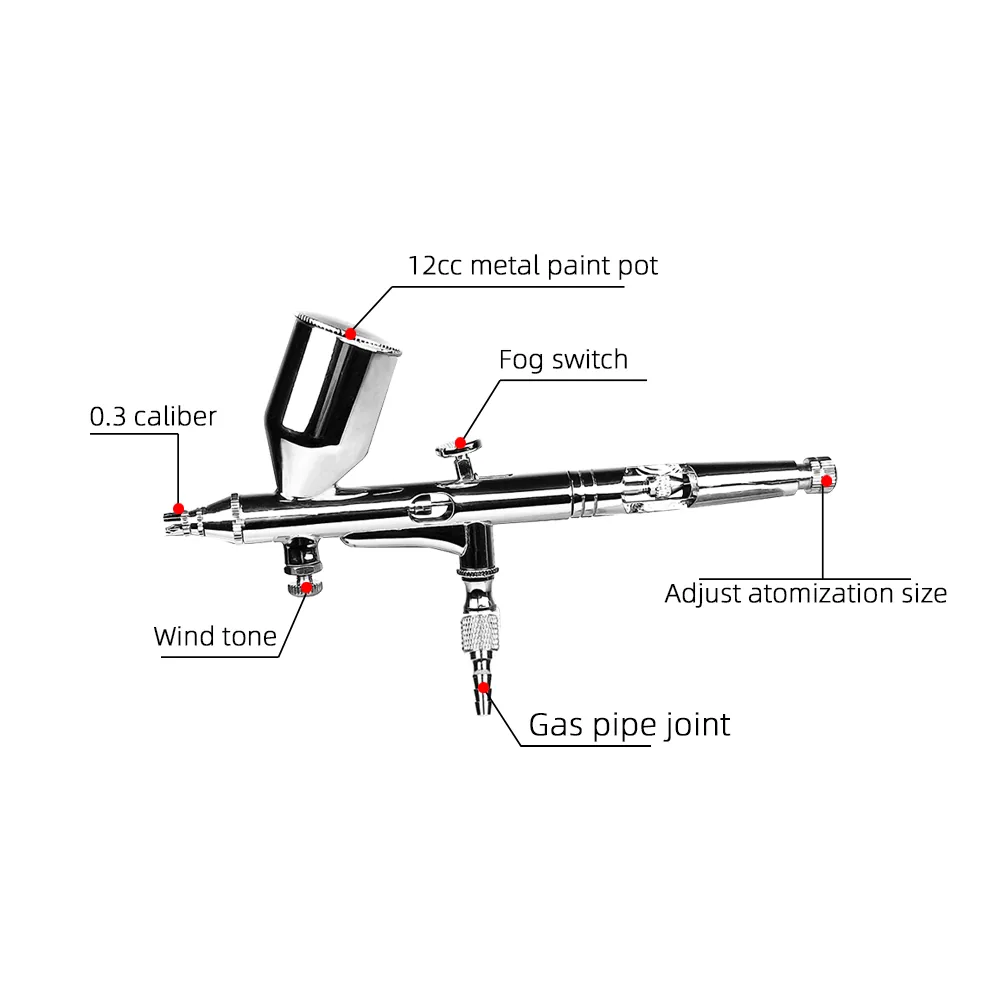 HD181-0.2-0.3-0.5mm Double Action Airbrush Makeup Tool Suitable for Nail Art Body Tattoo Airbrush Cake Model Toys